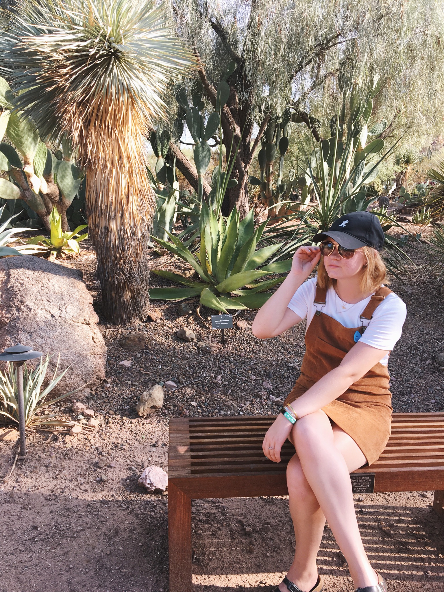 Hannah on bench in Botanical Garden