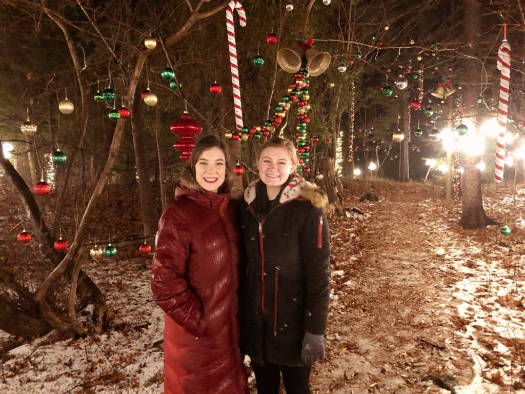 Kenzie and Hannah at the Tacky Christmas Display