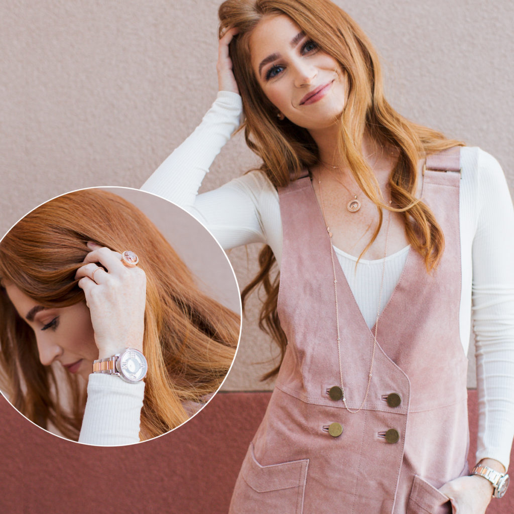 red head model wearing Origami Owl's new rose gold jewelry