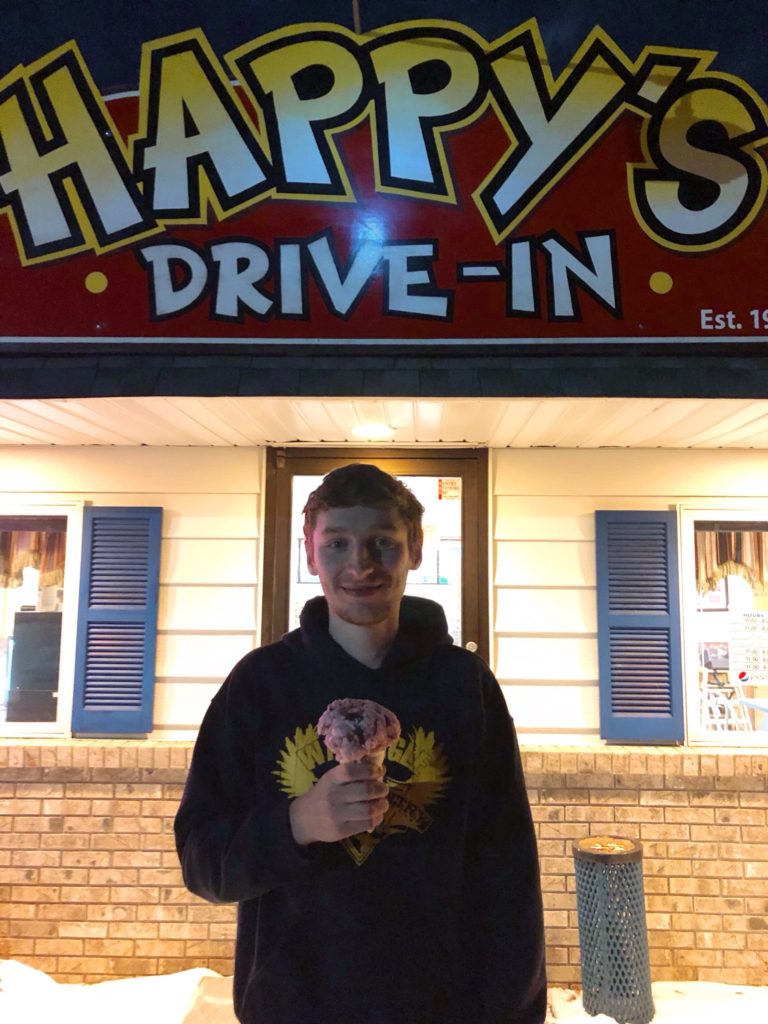 Dylan with Happy's Ice Cream Cone