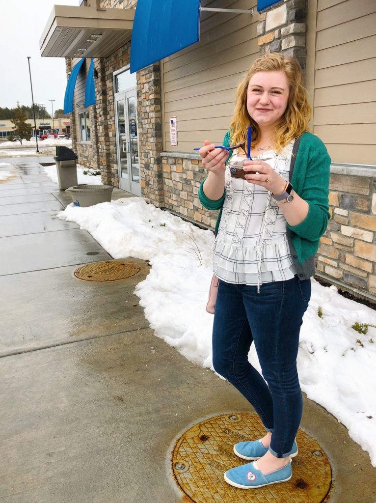 Hannah at Culver's eating custard